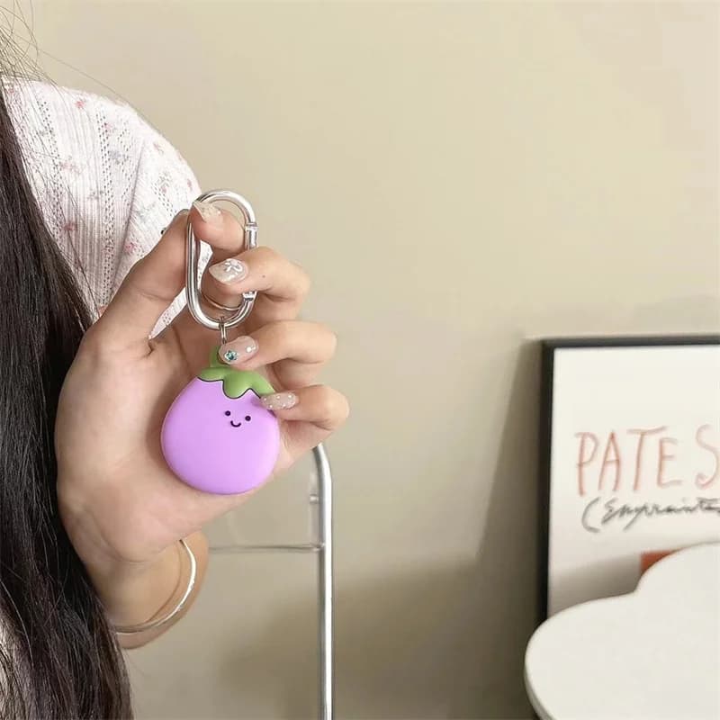 Anti-loss Bluetooth protective case for Iphone Airtag suitable for soft external protective shell in Silicone for children with cute eggplants