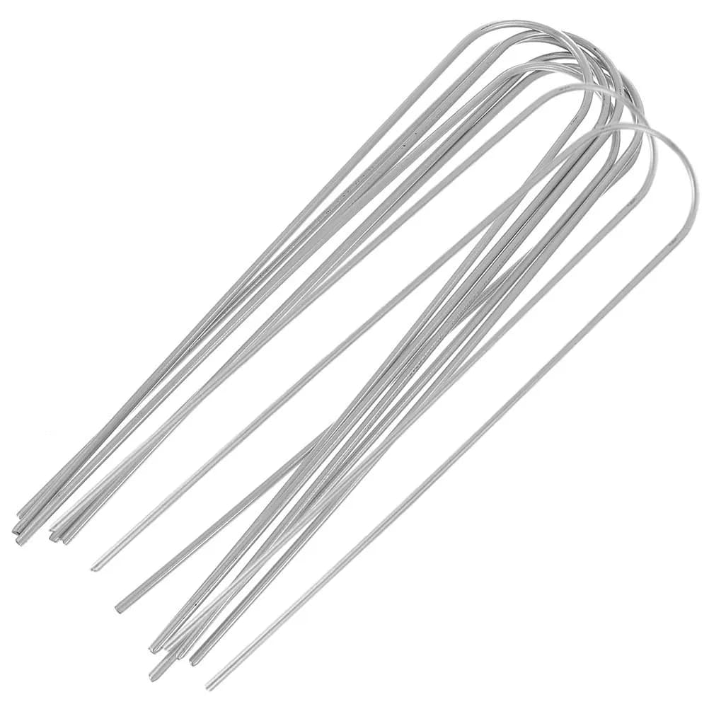Set di 8 Picchetti a U per Esterni, Ancoraggi in Metallo per Giardino, Attrezzi per Fissaggio Tende, Ancore per Cortile, Robusti per Campeggio e Gazebo