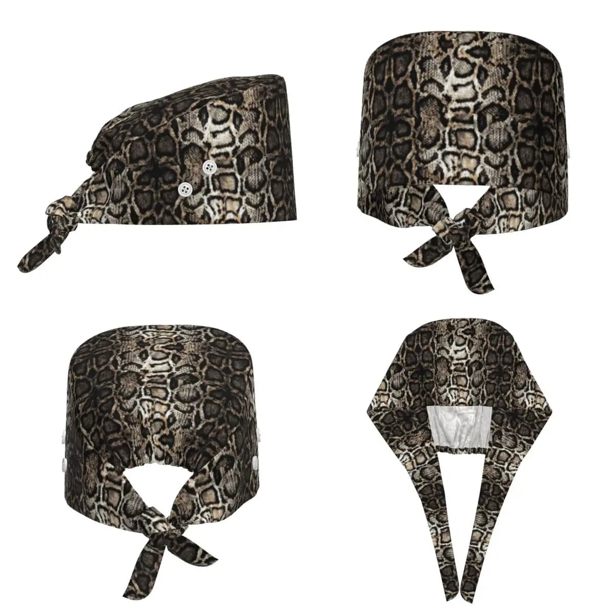 Snake Skin Scrub Hat Doctor Working Surgical Cap Unisex Adjustable Nursing Caps for Dentist