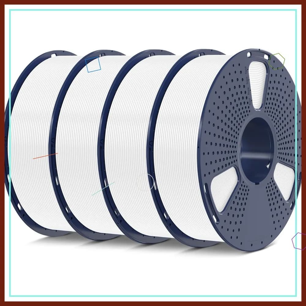Confezione di filamento PLA per stampante 3D da 4 kg, 1,75 mm ±0,02 mm, confezionato sottovuoto, 4 bobine, bianco