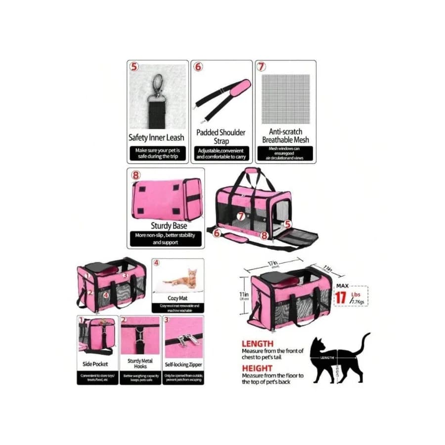 【New style】Soft Sided/Dog, Collapsible Pets Travel Carriers Pet/Puppy With Shoulder Strap Removable, Mesh Top Load Small Dogs/C