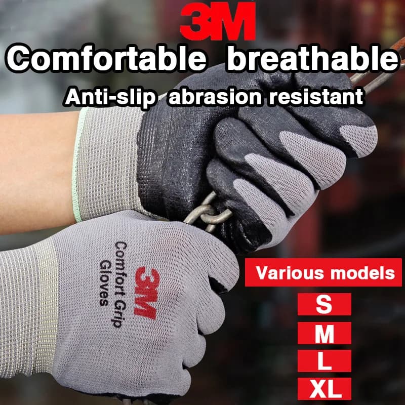 Guanti 3M antiscivolo, resistenti all'usura, da trasporto, da lavoro Guanti protettivi in gomma tremcciata in nitrile traspiranti