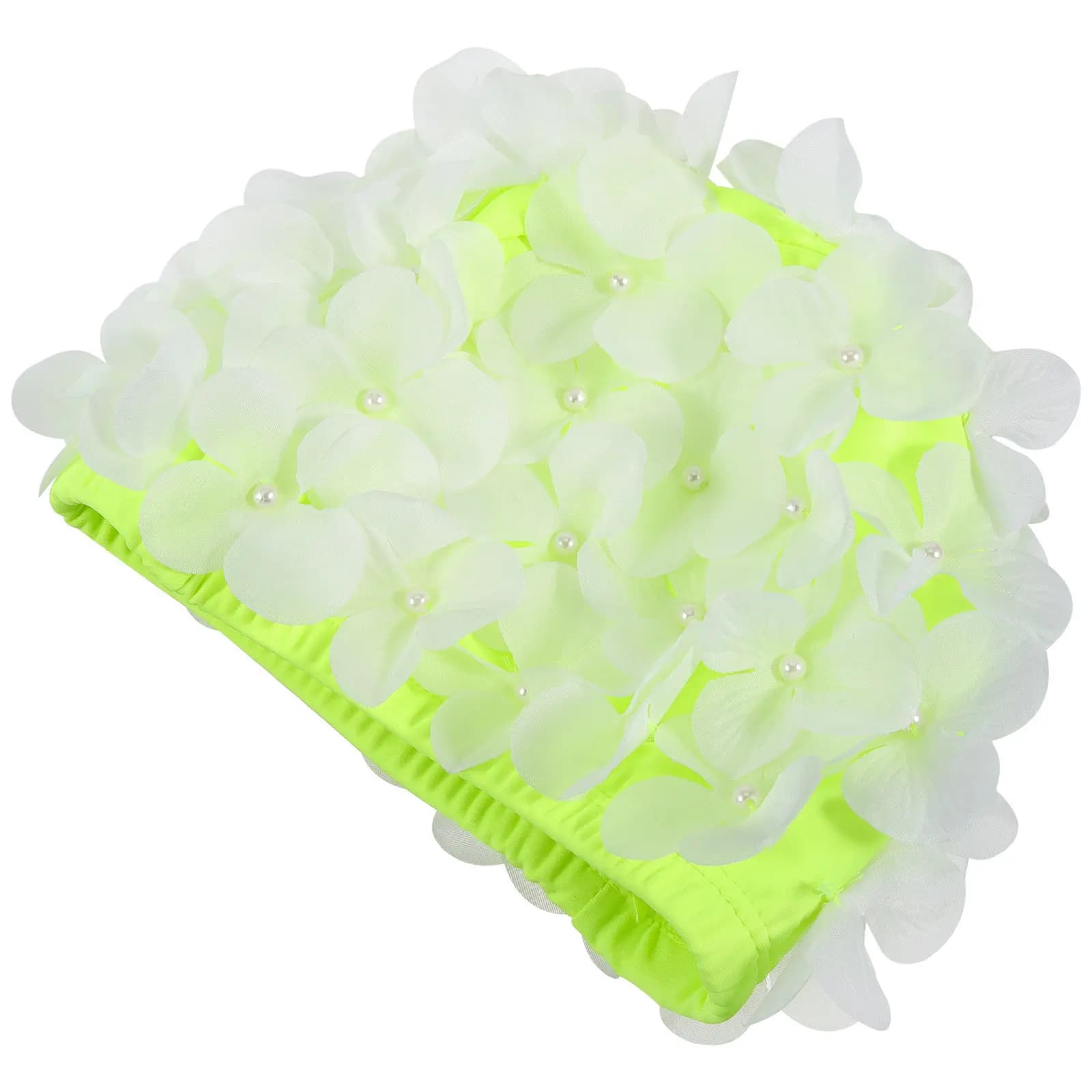 Flower Swim Cap for Women Soft Elastic Reusable Swimming Hat Anti-Slip Design Hair Protection Cap for Long Short Hair Bathing