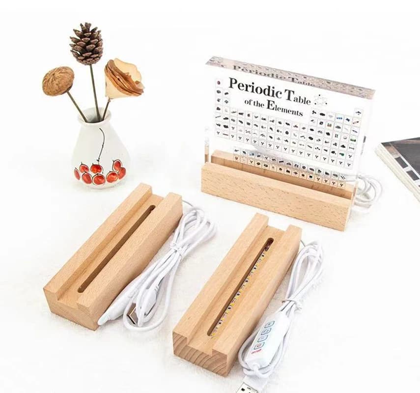 Base espositiva in legno lunga 15 mm 20 mm di spessore 15 cm per lampade a LED con blocchi acrilici fotografici 3D personalizzati