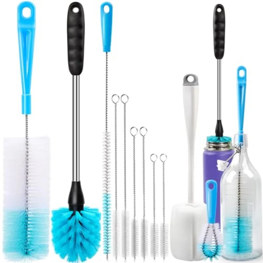 Bottle Brush Tube Cleaning Lab Set with Long Handle, Cup Cleaner for Washing Narrow Neck Beer Wine Decanter Pipes Lids Sinks Ca