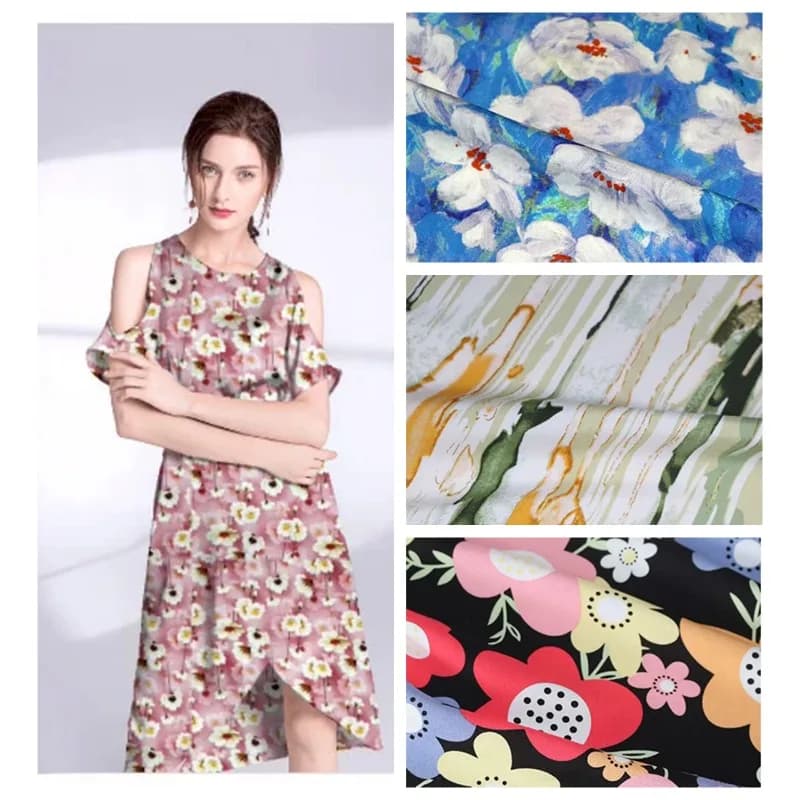 Printed Thin Rayon Fabric By The Meter for Clothing Dress Skirt Pants Pajamas Shirt DIY Sewing Summer Cloth Soft Breathable