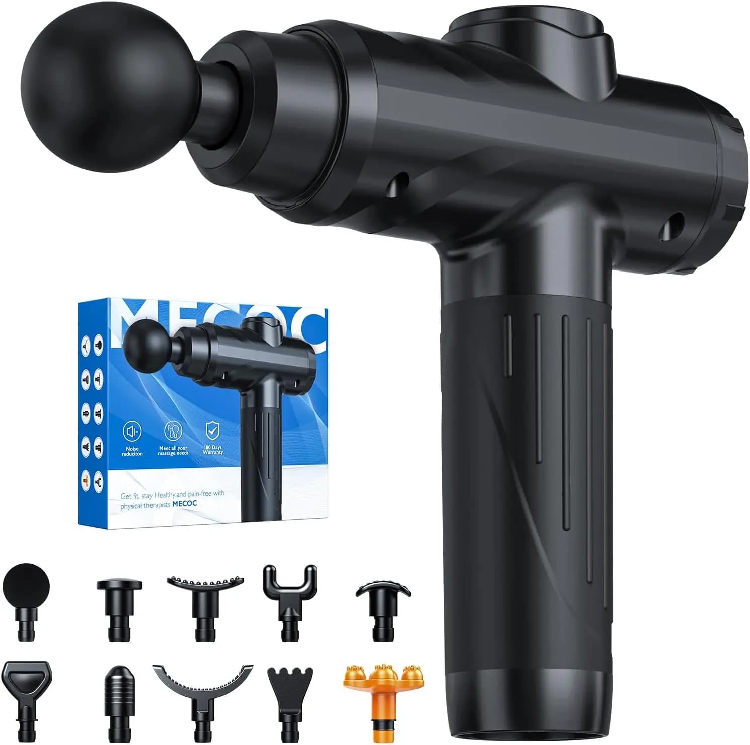 Deep Tissue Massage Gun, 30 Speeds, 10 Heads, Super Quiet & Portable for Pain Relief