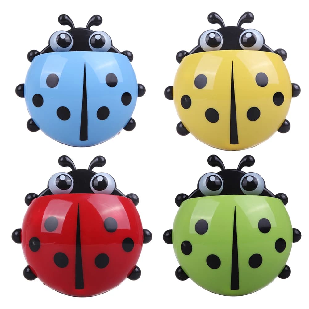 Portaspazzolino Elettrico a Forma di Coccinella, Supporto da Parete per Spazzolino, Contenitore per Accessori da Bagno