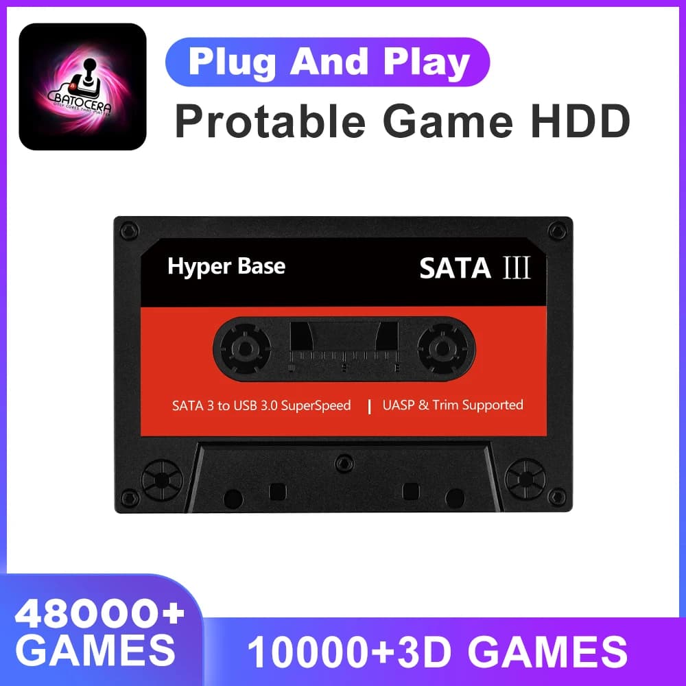 Batocera 35.linux 500G HDD esterno Gioco Disco rigido Console di gioco 48000+giochi per PSP/MAME/N64/DC/3DO/NES per PC/laptop/Mac