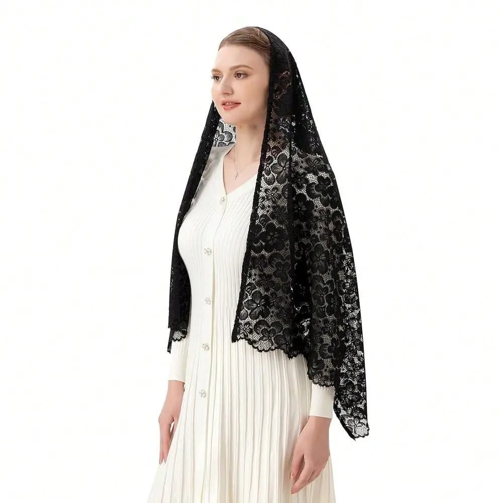 Velo rettangolare da cappella, sciarpa, velo cattolico, mantilla, copricapo per la messa