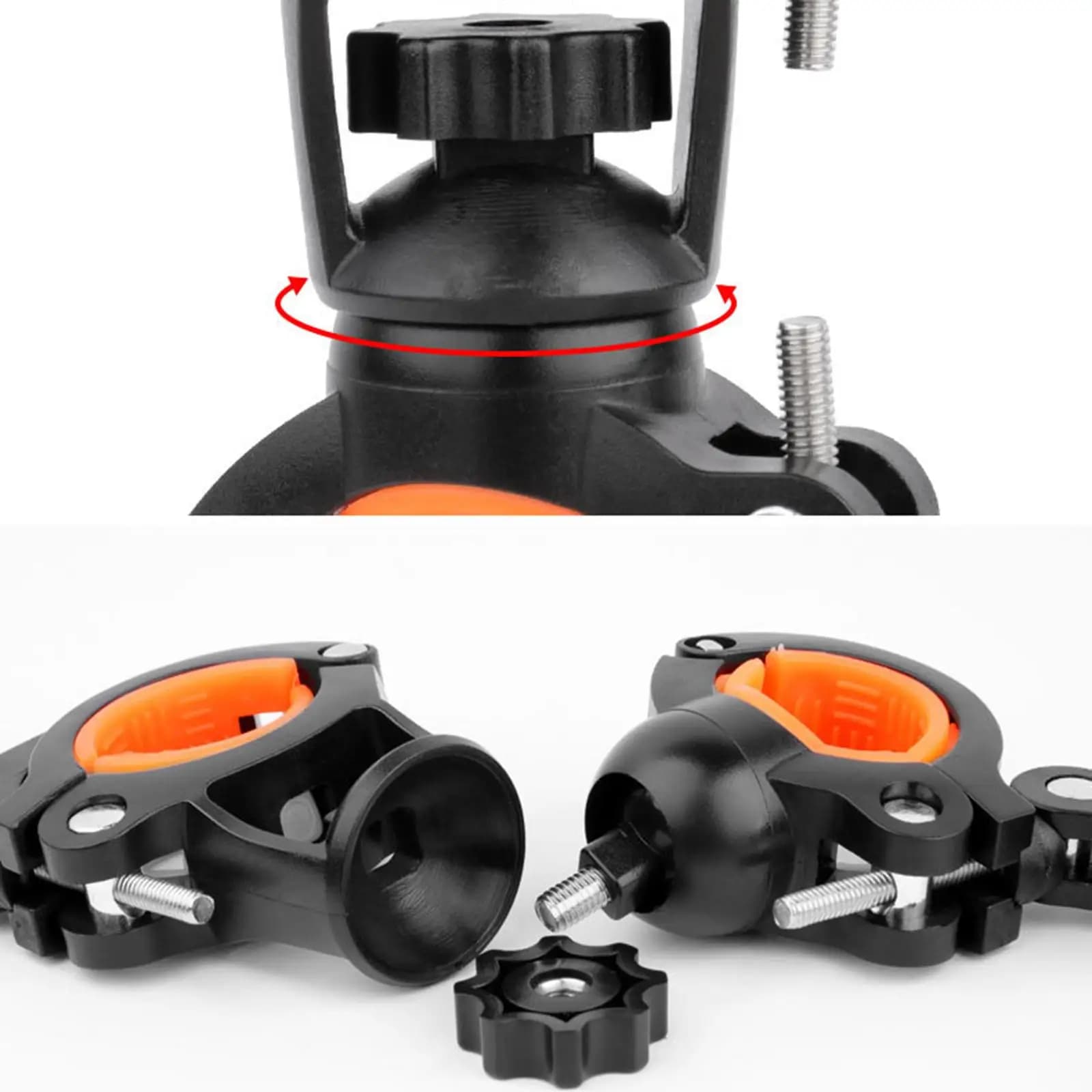 Supporto Girevole per Torcia LED da Bicicletta, Clip di Montaggio in Plastica e Acciaio per Luci da Bici da Strada e Mountain Bike