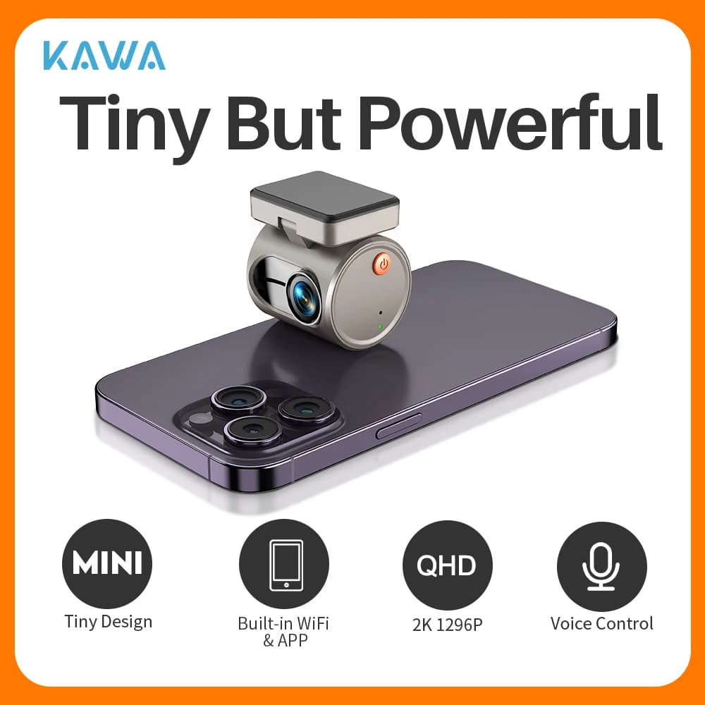 2K dashboard camera for cars DVR KAWA Dash Cam MINI 3 VCR Emergency Voice Control Night Vision WiFi APP Monitor Dashcam