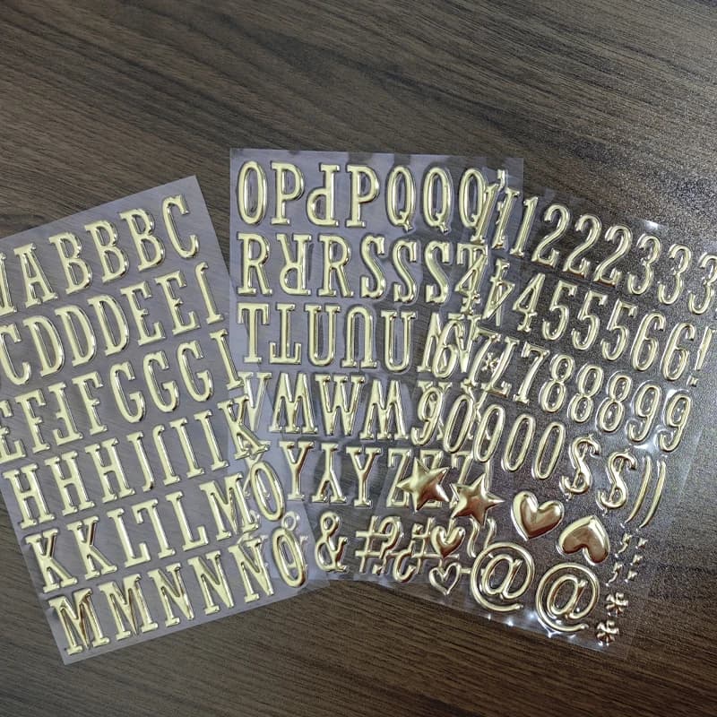 3 fogli 3D oro gonfio lettera numero adesivi artigianato fai da te cancelleria glitter scrapbook decorazione autoadesiva decalcomanie giocattoli per bambini