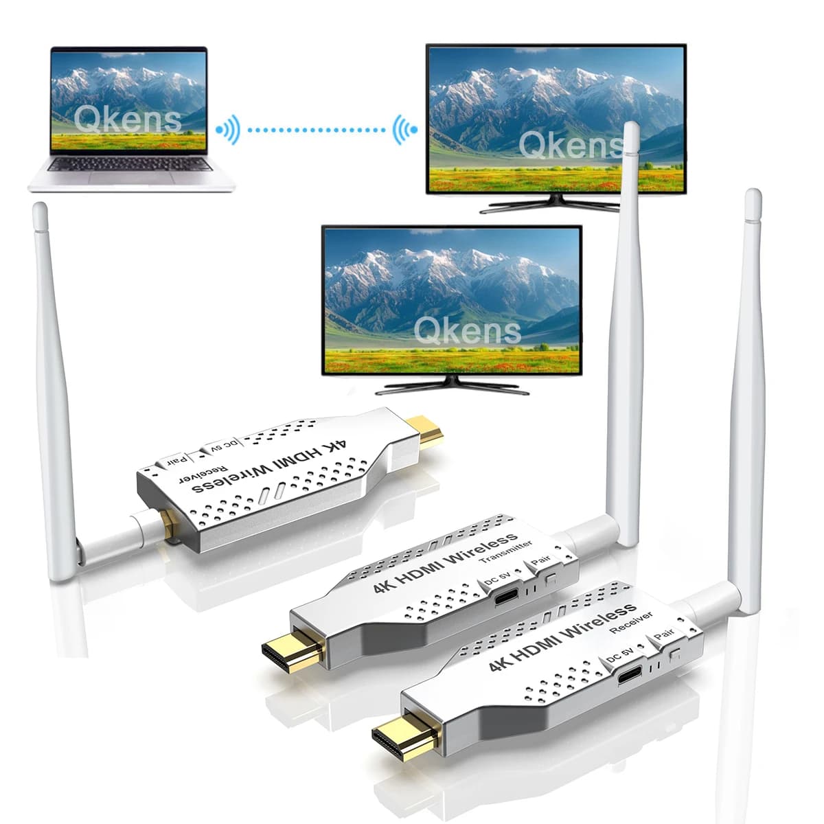 1080p 50M 4K Wireless Video Transmitter Receiver 1 To 2 HDMI Extender Display Adapter for TV Box DVD Camera PC To TV Projector