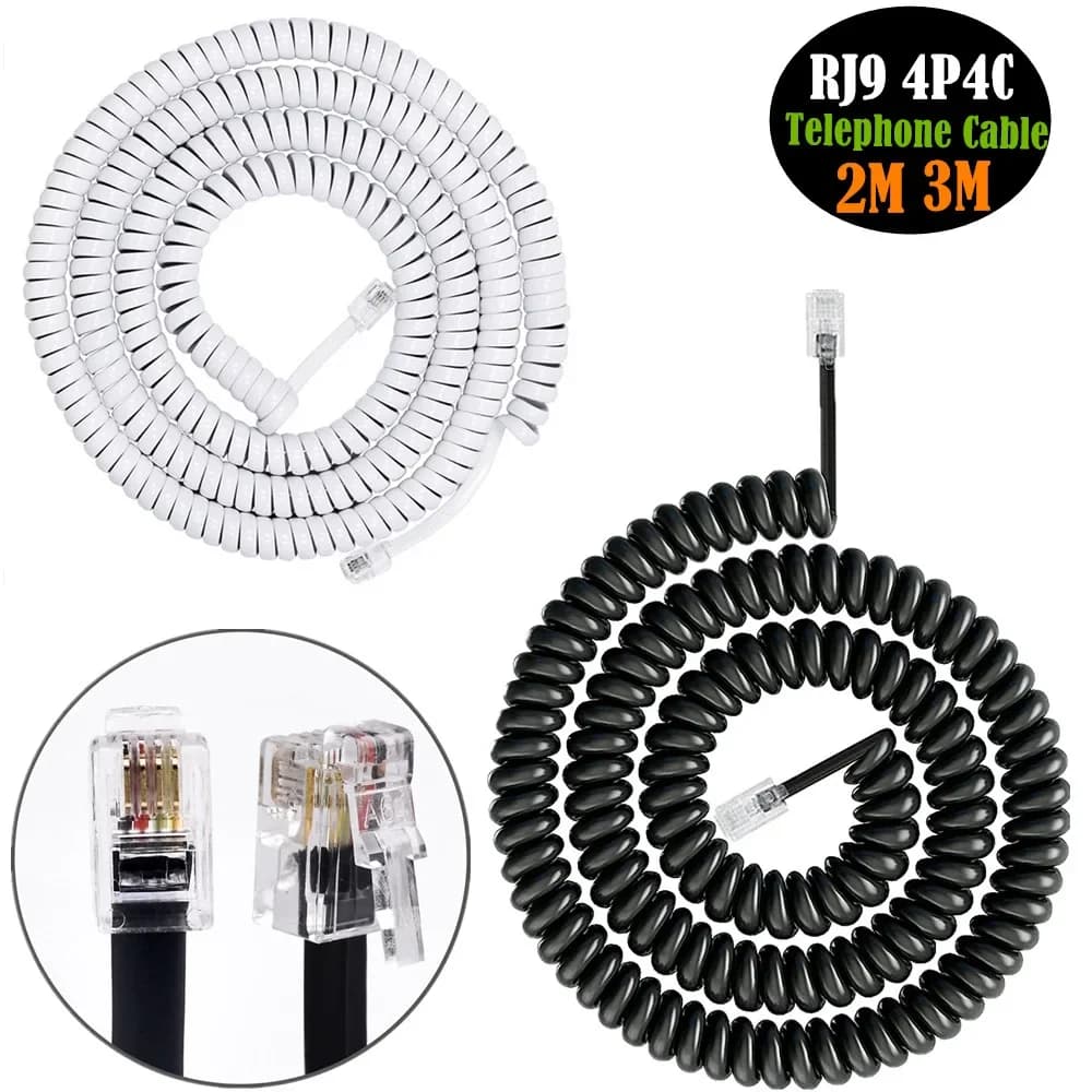 RJ9 4P4C Accessorio telefonico Cavo telefonico Cavo fisso a spirale non avvolto Cavo telefonico Linea RJ11 Cavo RJ22 2 m/3 m