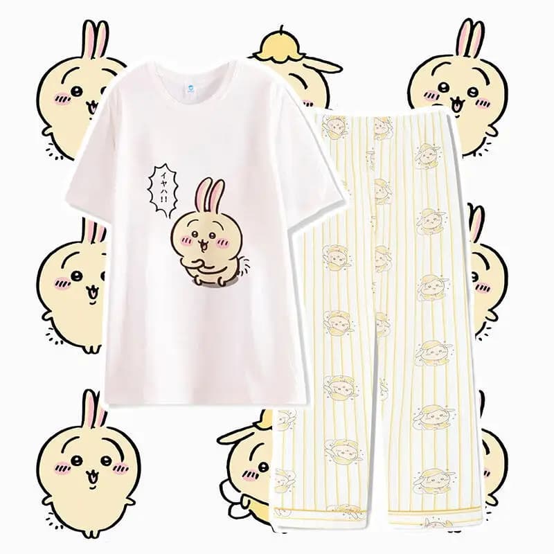 Chiikawa Usagi Women's Summer Pajamas Short Sleeve Pants Kawaii Japanese-Style Spring Autumn Cute Hachiware Cute Girls Home Wear