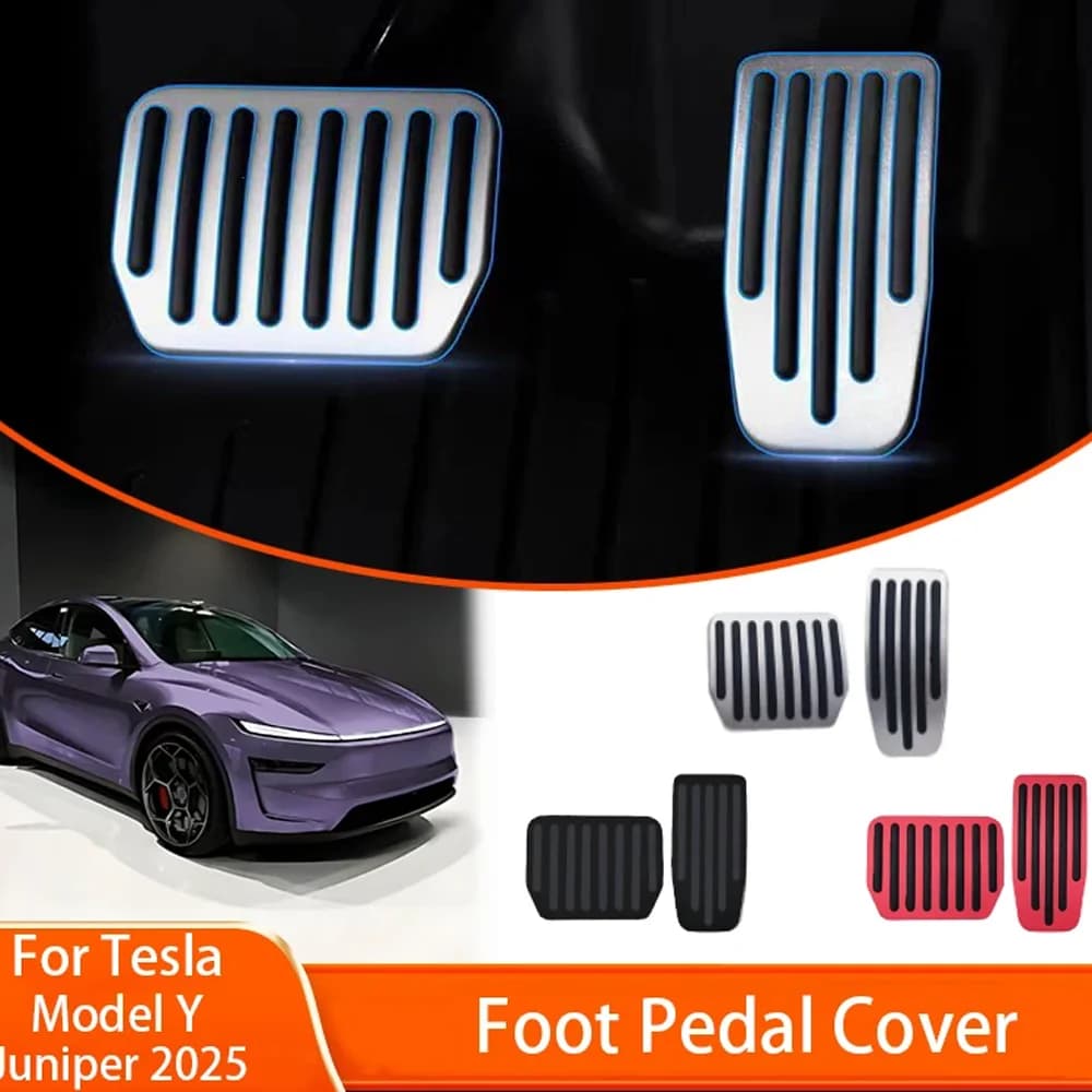For Tesla Model Y Juniper 2025 2026 Pedal Update Anti-slip Mesh Accelerator Brake Rest Performance Aluminum Mat Accessories