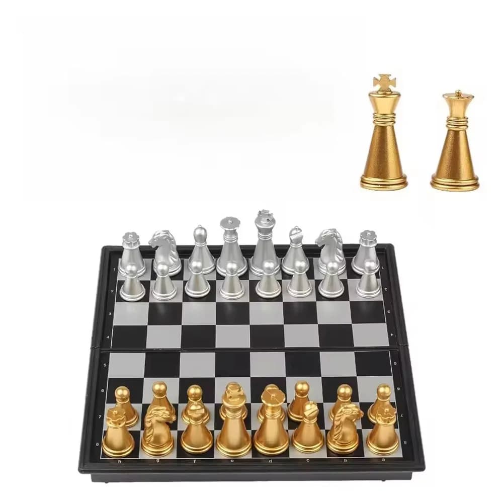 Extra Small Magnetic Gold and Silver Chess Set Educational Toy for Kids Intellectual Development Puzzle Chess for Boys and Girls