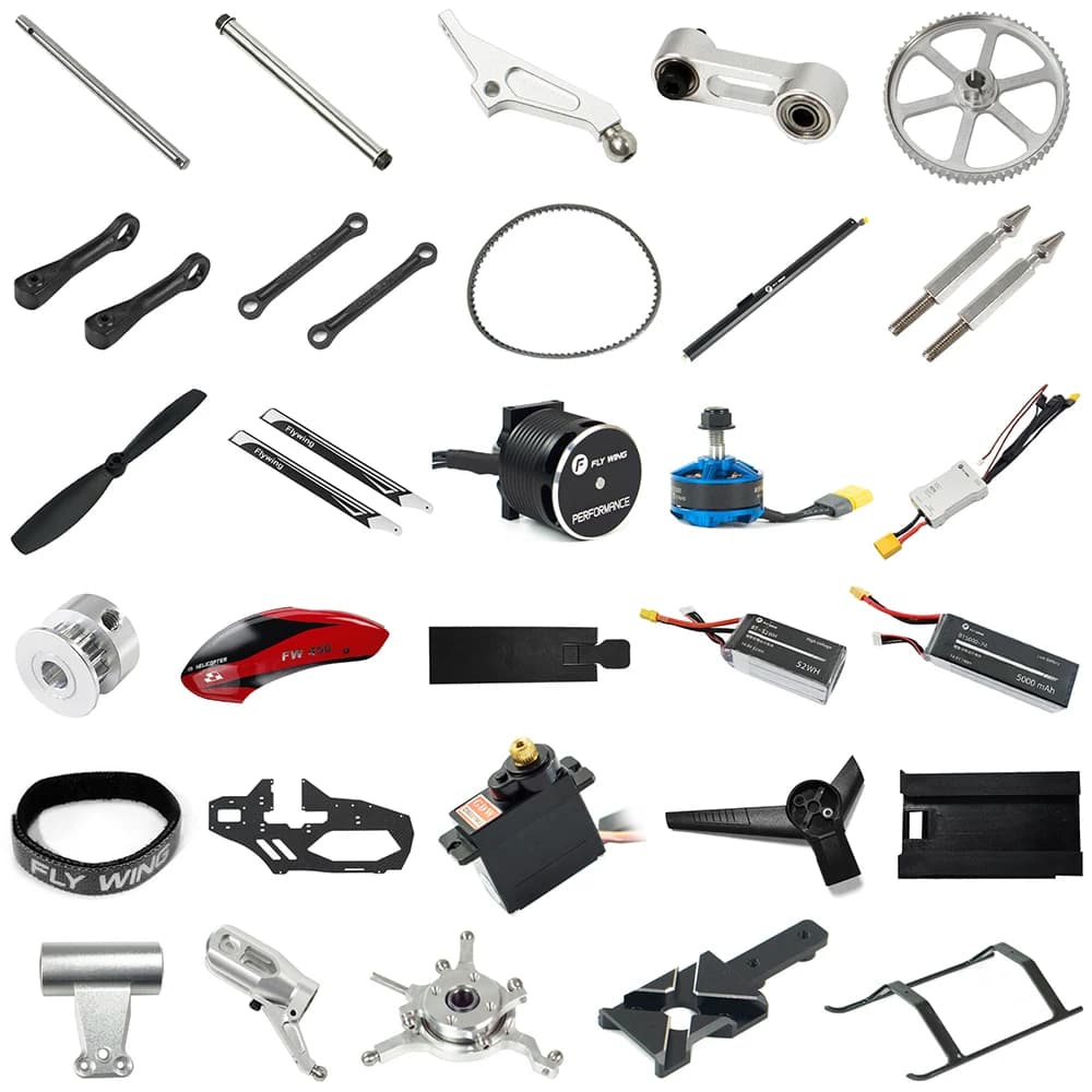 Flywing FW450L RC Motor ESC Servo Helicopter Parts Original and Upgrade Battery Belt Gear Main Shaft Feathering Shaft RC Parts