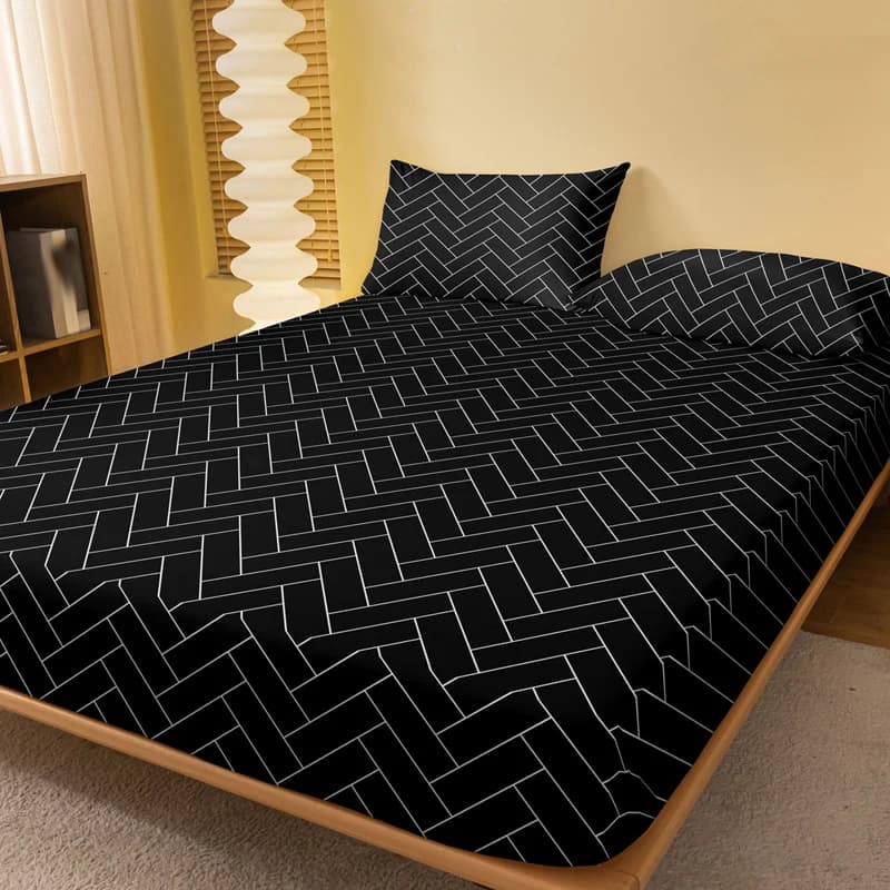 1 piece of satin sheet with Harrow porcelain pattern, printed bedspread for bedroom, bed linen (excluding pillowcase)