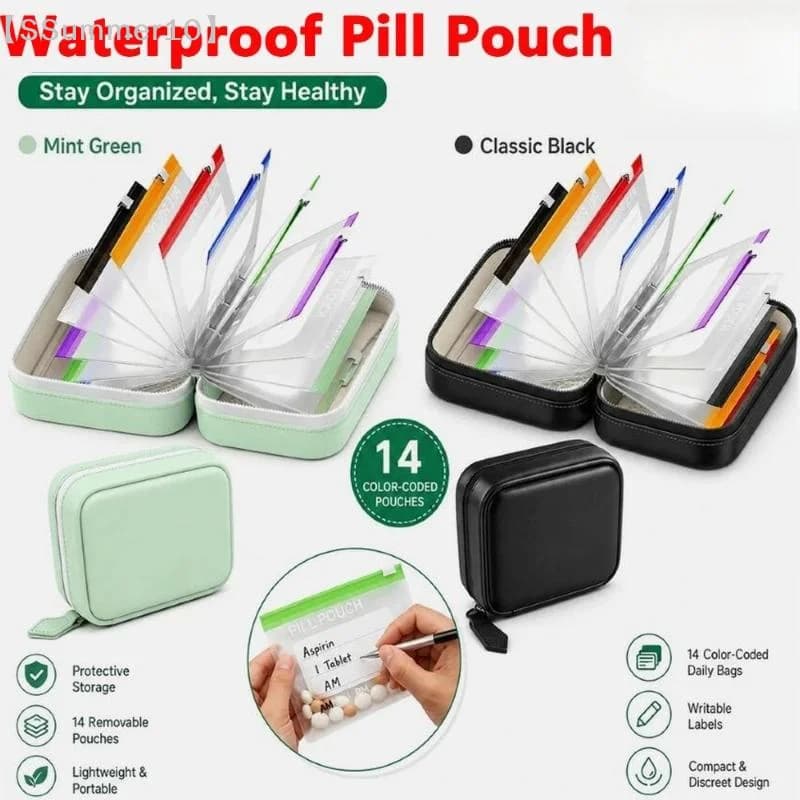 【xxx】 Writable Labels A8 Waterproof Pill Pouch Kit With 7/14 Color-coded Pouches For Daily Medication Vitamins & Supplements【SS】
