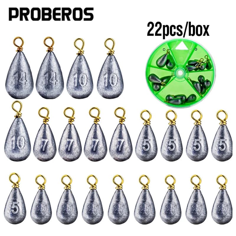 22 Pieces/Screw Fishing Wheels with Ring Swivel, Fishing Sliding Accessories, Metal Jig, Hooking Equipment, Fishing Lead