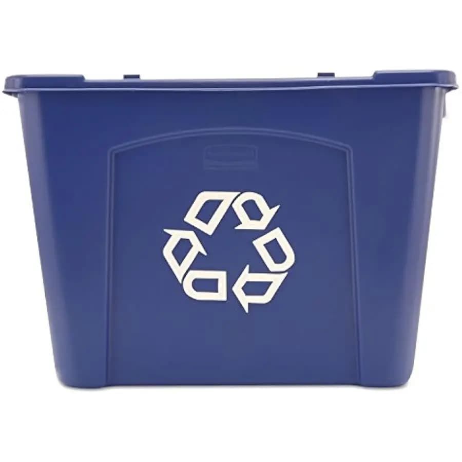 Rubbermaid Commercial Products Stackable Recycling Bin, 14 Gallon, Blue Storage Container, for Garage/Kitchen use for Boxes/Pape