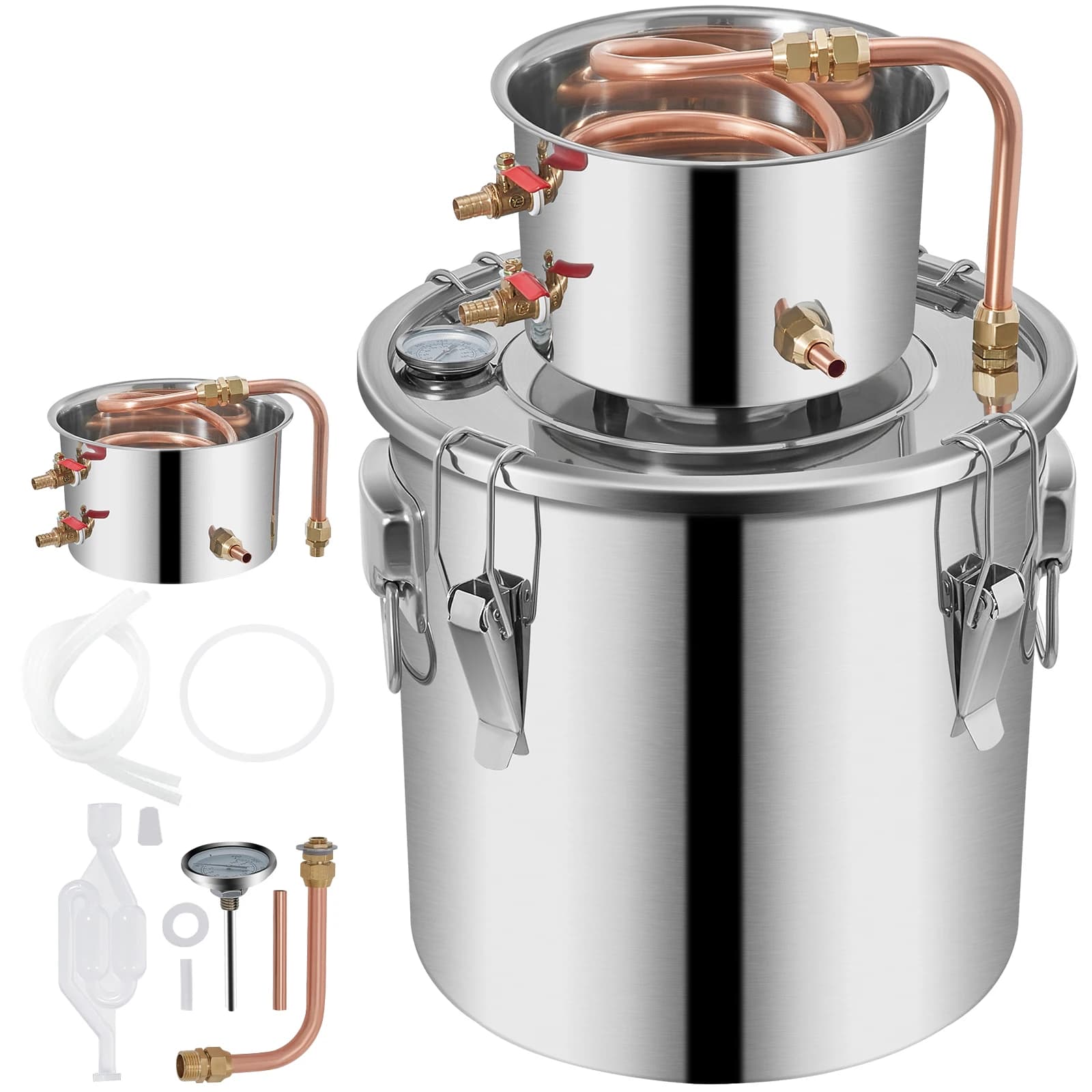 SucceBuy 3 Gal Distillatore di Alcol Alambic Moonshine Still Acciaio Inossidabile Rame Fai da Te Casa Brew Acqua Vino Olio Essenziale Kit di Preparazione