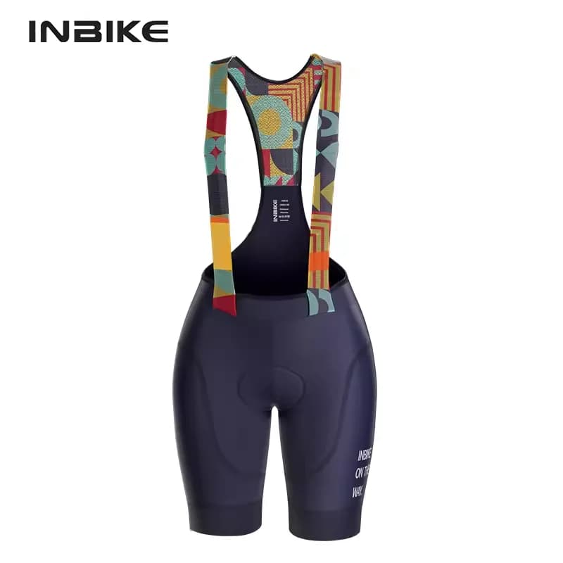 INBIKE Pantaloncini da ciclismo estivi MTB Pantaloni con bretelle da bicicletta imbottiti per donna Pantaloni da ciclismo Abbigliamento Pantaloncini da montagna per bici da strada con imbottitura