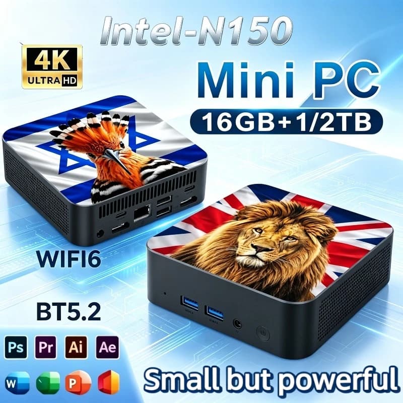 New Mini PC Computer Intel Core N150 PC Gaming Computer 16GB RAM 1TB 2TB M.2 SSD WiFi 6 BT5.2 4K HD Portable Desktop Pc