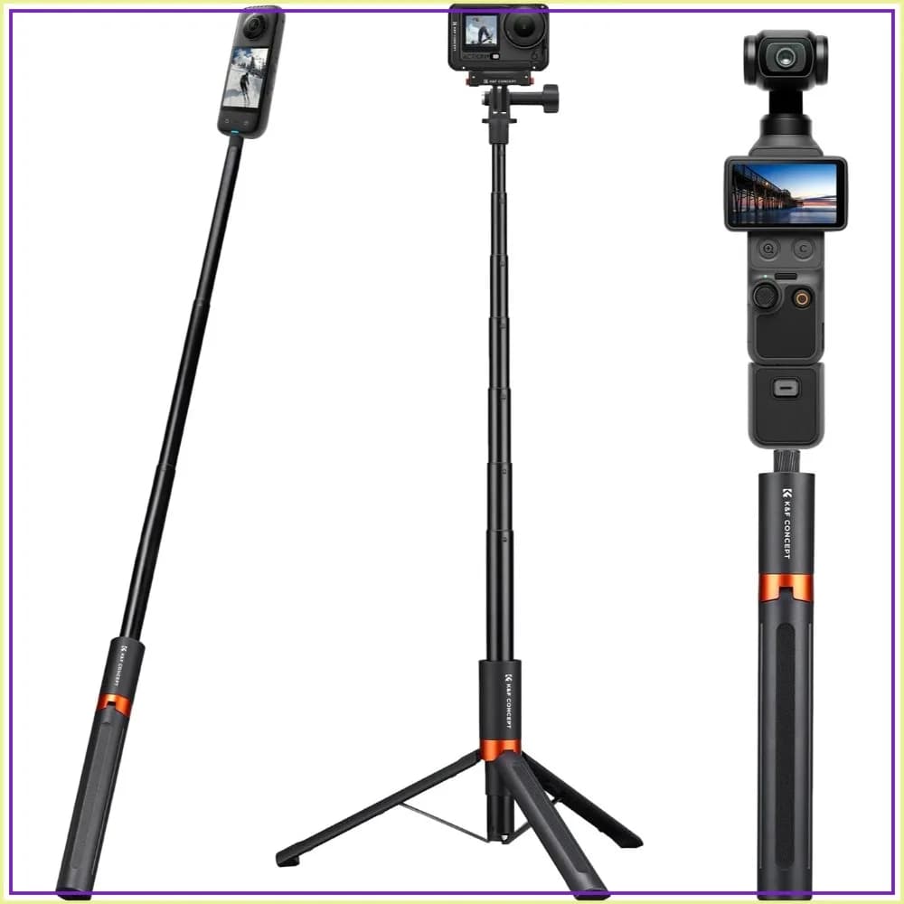 66" 2-in-1 Selfie Stick Tripod for Insta360 X5/X4/X3/DJI Osmo 360, Extension Pole Handle Grip for GoPro, DJI Osmo Pocket 3/4, Action 5 Pro/6/4/3