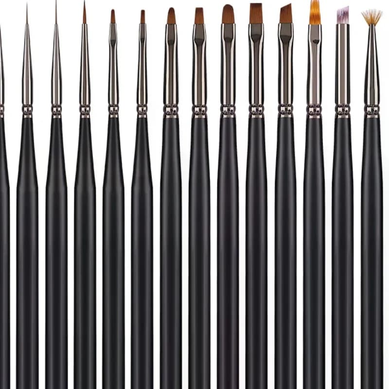 1 pz Pennello per Nail Art con Manico in Legno, per Manicure, Linee, Pittura, Gel UV, Estensione, Sfumature e Disegno