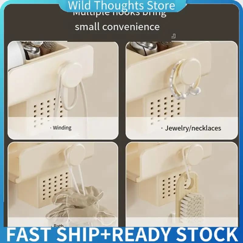Bathroom Accessories Shower Enclosure without wall drilling Bathroom Organizer Air duct holders -[Qahk]