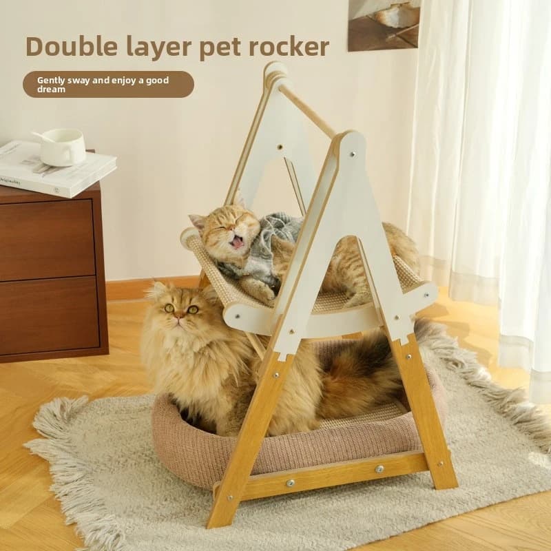 Cuccia per Gatti Meow Fairy, Letto a Dondolo per Gatti con Tappetino in Canapa, Cuccia per Gatti, Amaca per Gatti, Combinazione Letto Rialzato, Divertente Nido per Animali Domestici