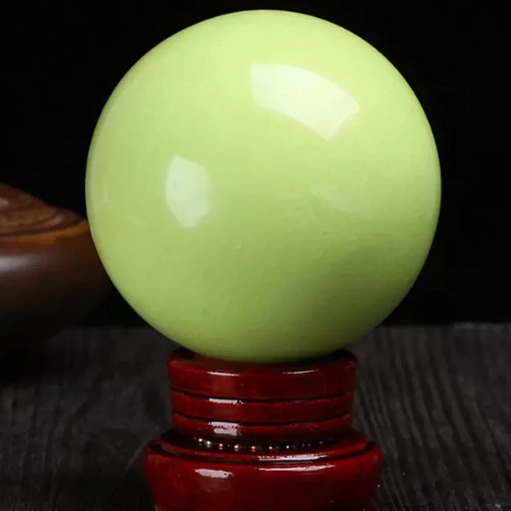 80mm Glow in The Dark Stone Green Night Luminous Quartz Crystal Ball Home Decor Sphere with Base