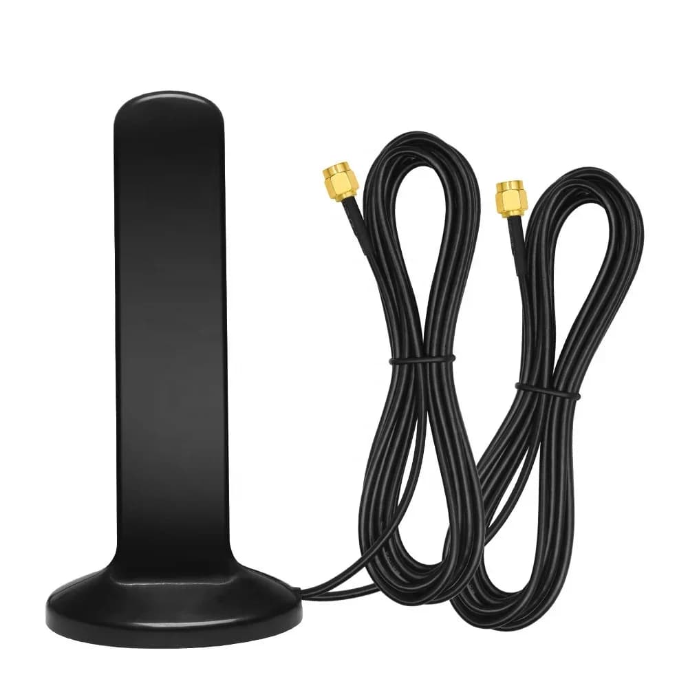 Antenna 4G LTE 5G 2X2 MIMO 12dBi con Connettori Dual SMA Maschio / TS9 / CRC9, Base Magnetica, 600-6000MHz, Omnidirezionale, Impermeabile, Tipo Paddle