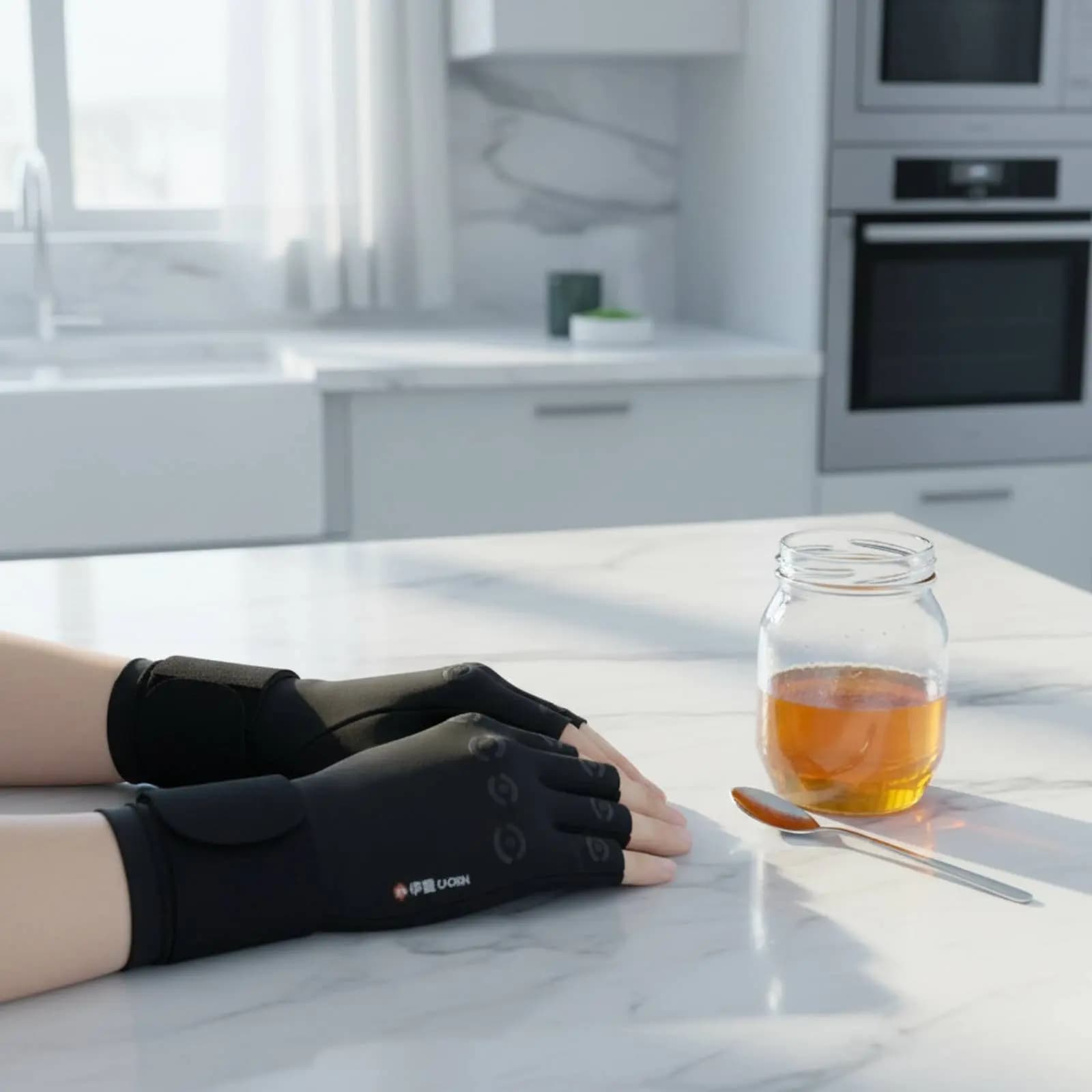 Fingerless Compression Glove Pain Relief Carpal Tunnel Glove Carpal Tunnel Wrist Brace Breathable for Office Workers, Typing