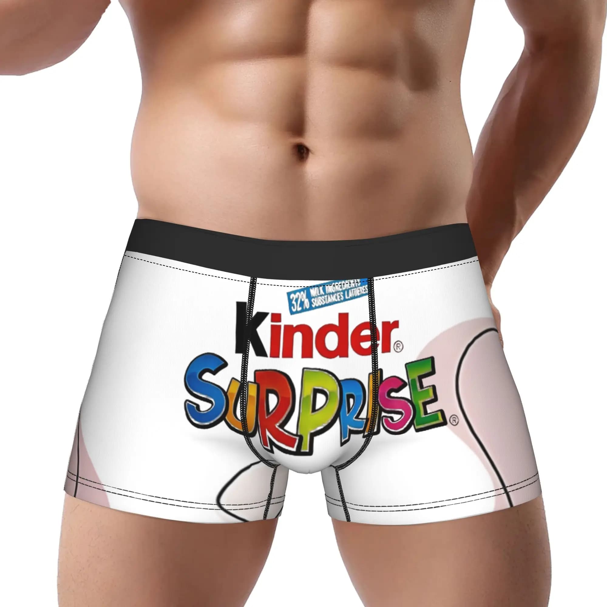Mutande Kinder Surprise a forme casuali rosa, mutandine traspiranti, biancheria intima maschile, pantaloncini stampati, boxer.