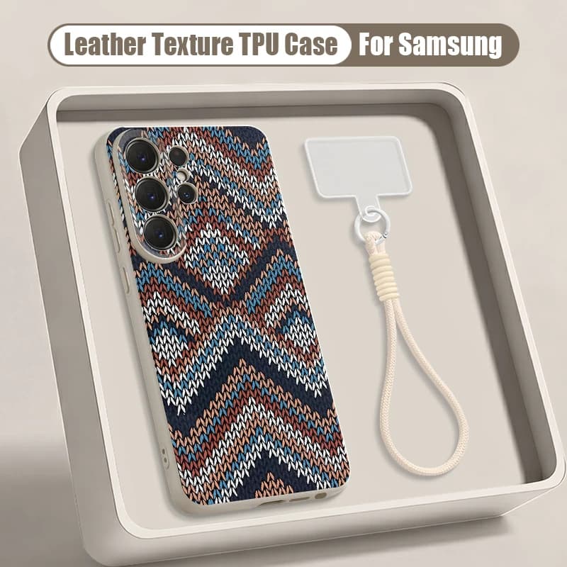 Carbon Fiber Texture Print Phone Case For Samsung Galaxy S26 S25 S24 ultra S23 S25 FE A57 A37 A17 A56 A55 A16 A26 Lanyard Cover