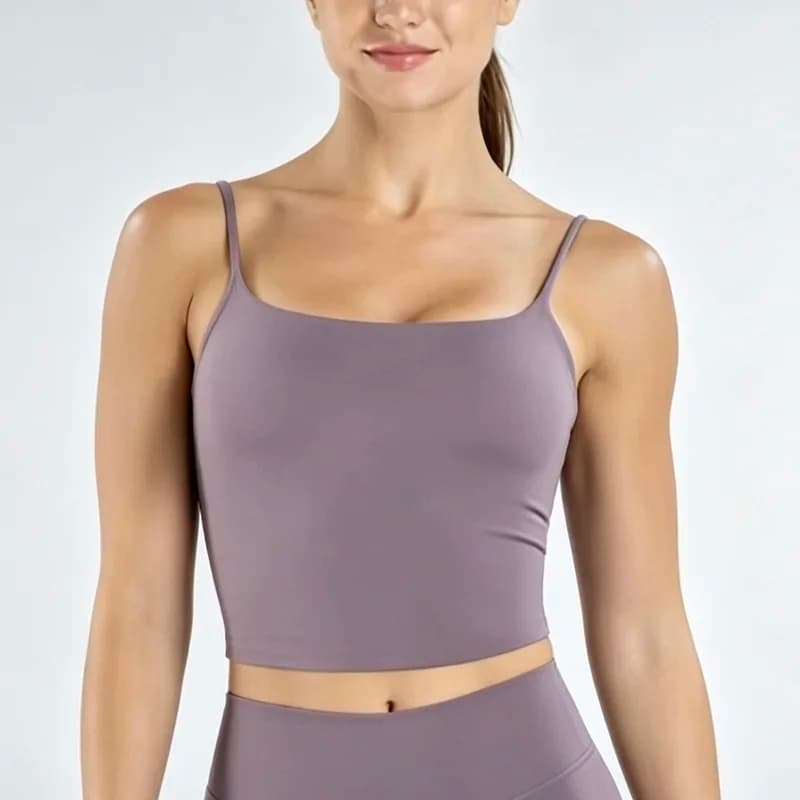 Origin Strappy Top Women Yoga Gym Clothes Built In Bra Push-up Pilates Tank Thin Strap Workout Fitness Running Sports Vest