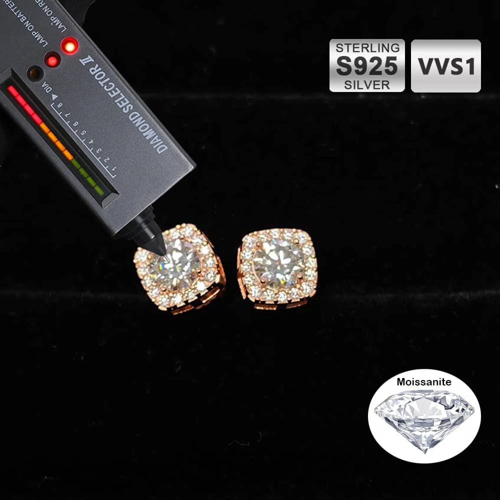 Orecchini di Lusso in Argento Sterling 925 con Moissanite VVS, Brillanti come Diamanti, Ideali per Feste Hip Hop