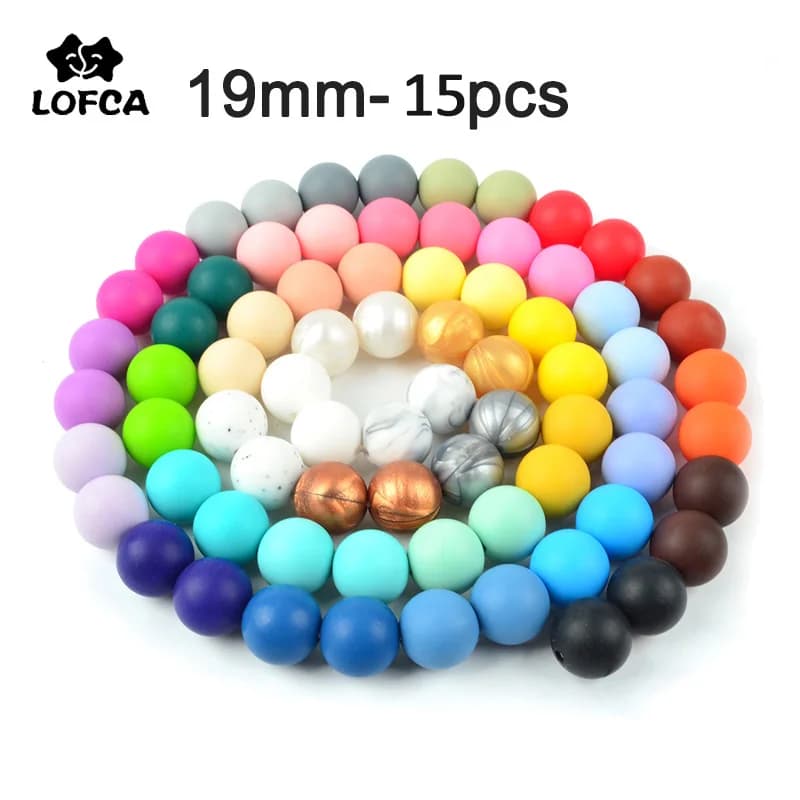LOFCA 19mm 15 pz/lotto Rotonda Perline di Silicone Perline di Silicone Per Uso Alimentare BPA Sicuro FAI DA TE Portachiavi In Silicone gioielli Collana Accessori