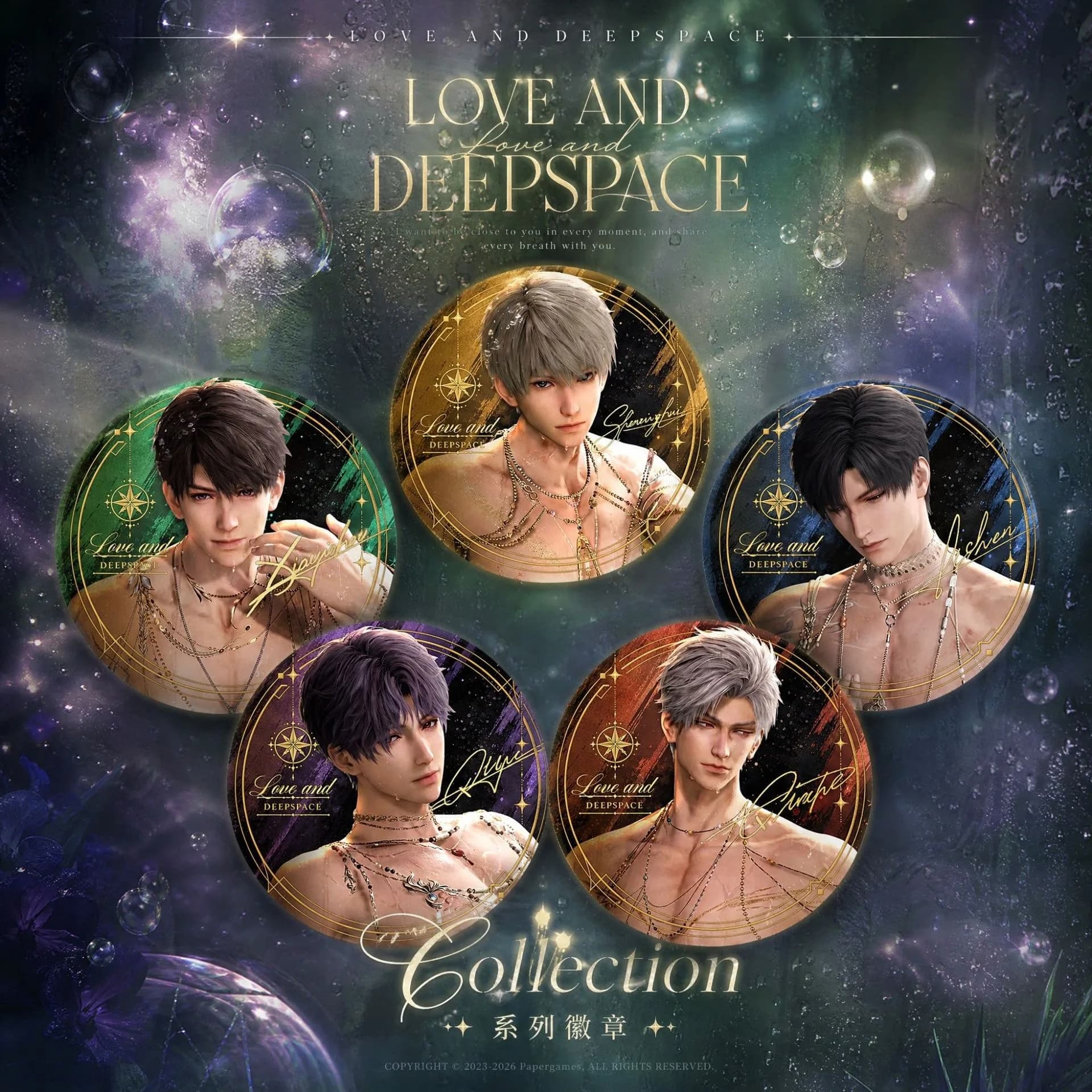 75mm NEW Love and Deepspace Double Flash Badge [Lingering Lust] Sylus Zayne Rafayel Xavier Caleb Backpack Decor Girls Gift