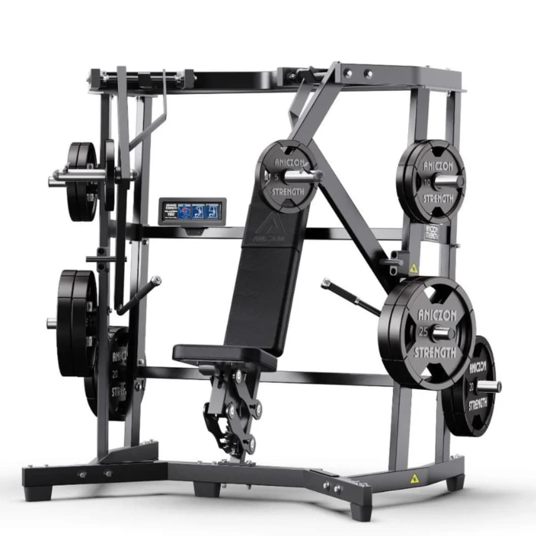 Nuova Attrezzatura da Palestra Professionale in Acciaio per Sollevamento Pesi, Set Completo con Macchina per Pressa Spalle a Carico a Dischi
