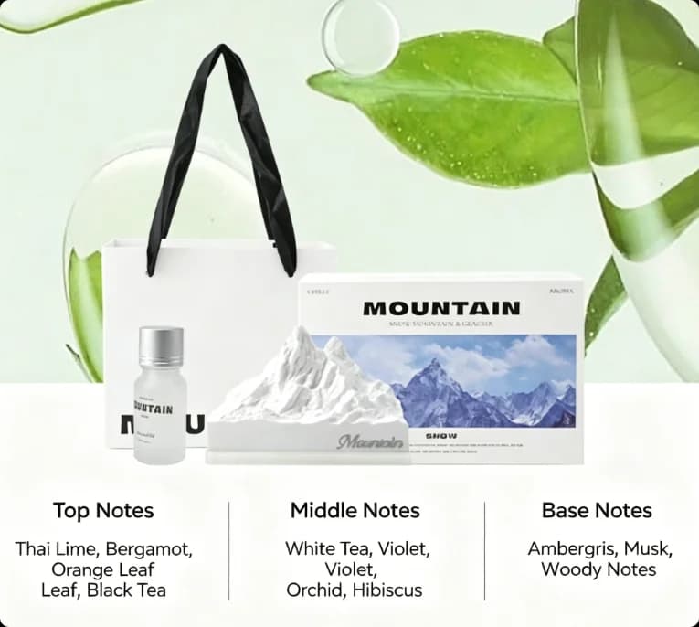 Snow-capped Mountain Diffuser Stone Car Aromatherapy Gift Set – Long-lasting, Flameless Indoor Fragrance with Essential Oil