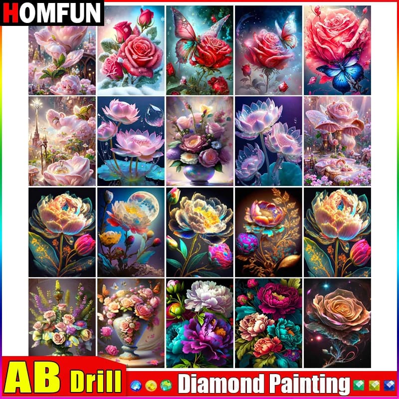 HOMFUN AB 5D Diamante "Fori Paesaggio" Diamante Ricamo Pieno Rotondo/Quadrato Pittura Diamante Fai Da Te Punto Croce Decorazioni Per La Casa