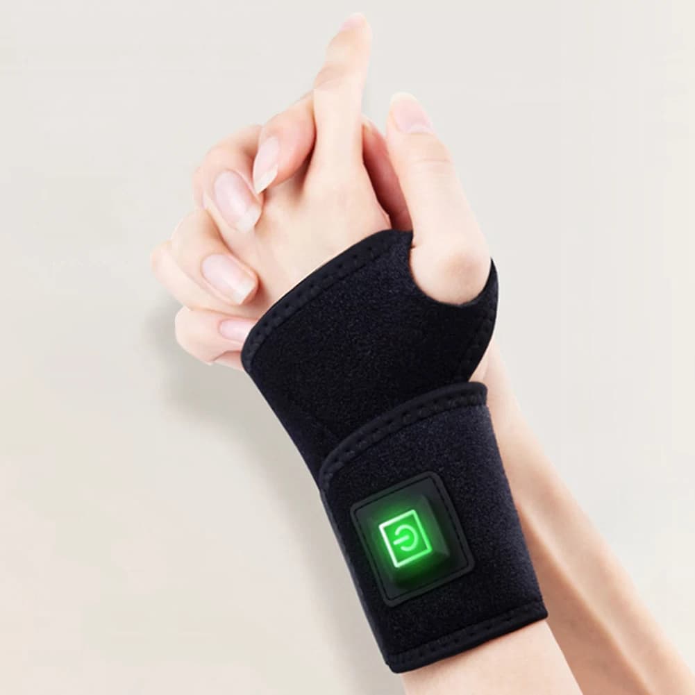 Tappetino riscaldante elettrico per le mani Sollievo dal dolore Tutore per polso riscaldato Avvolgimento Ricarica USB Temperatura a 3 livelli per lesioni Reumatismi Tendinite