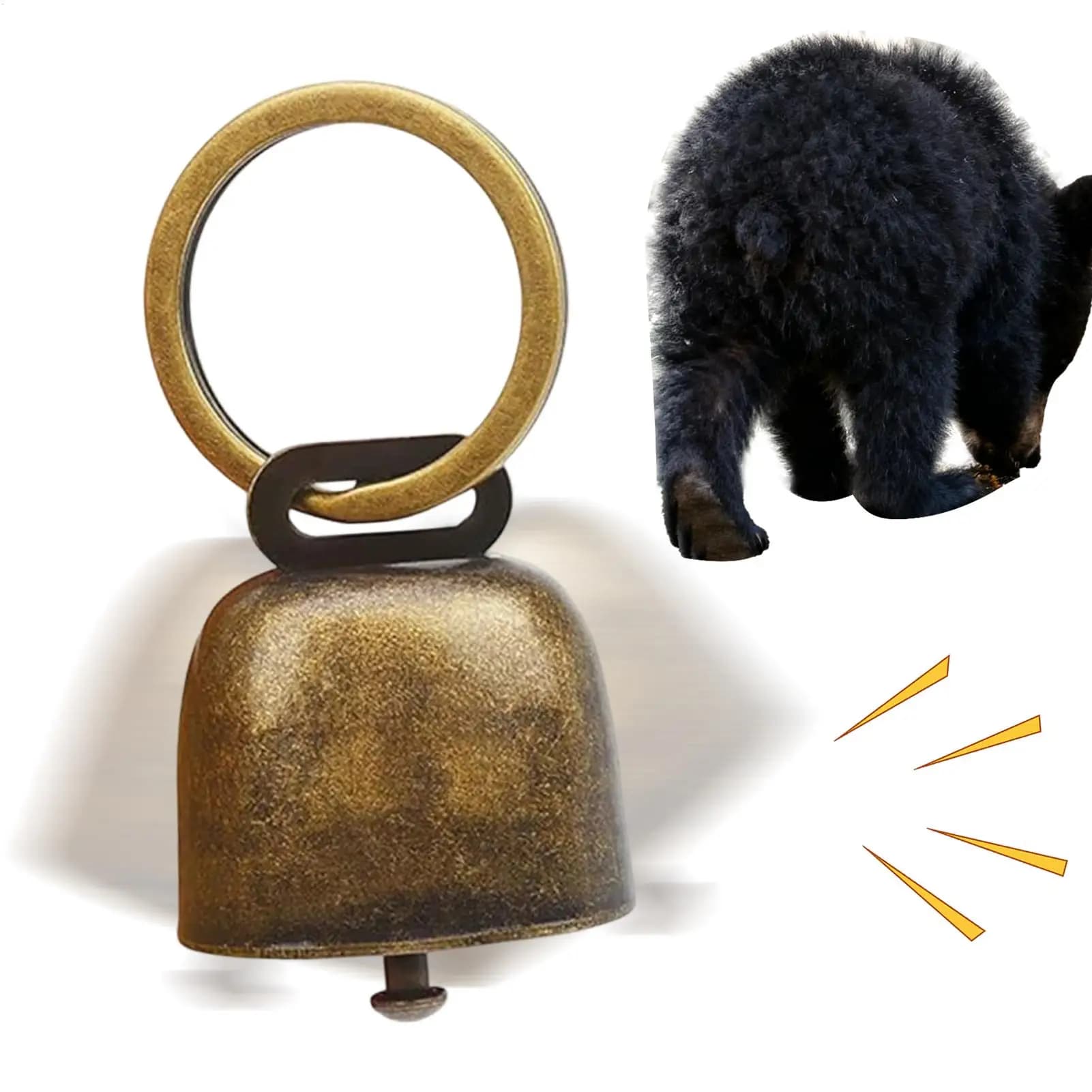 Bear Bell Outdoor Hiking Safety Alarm with Strong Ring Vintage Brass Warning Bell for Camping Backpack, Emergency Survival Equipment