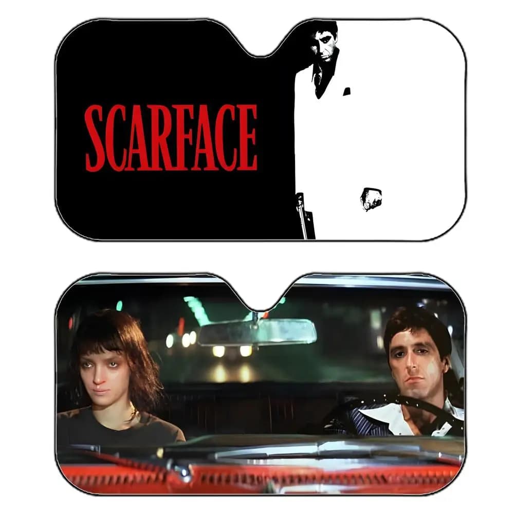 Parasole per Auto S-Scarface con Design Classico e Fantasioso, Riflettente, Anti-UV, Isolante dal Calore, Riutilizzabile