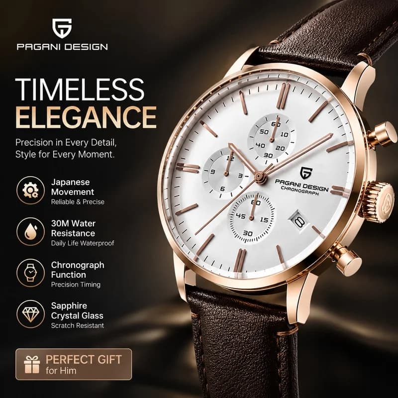 PAGANI DESIGN 2026 New Men's Business Quartz Watch Timing Fashion Calendar Function Stainless Steel Wristwatch PD2720K